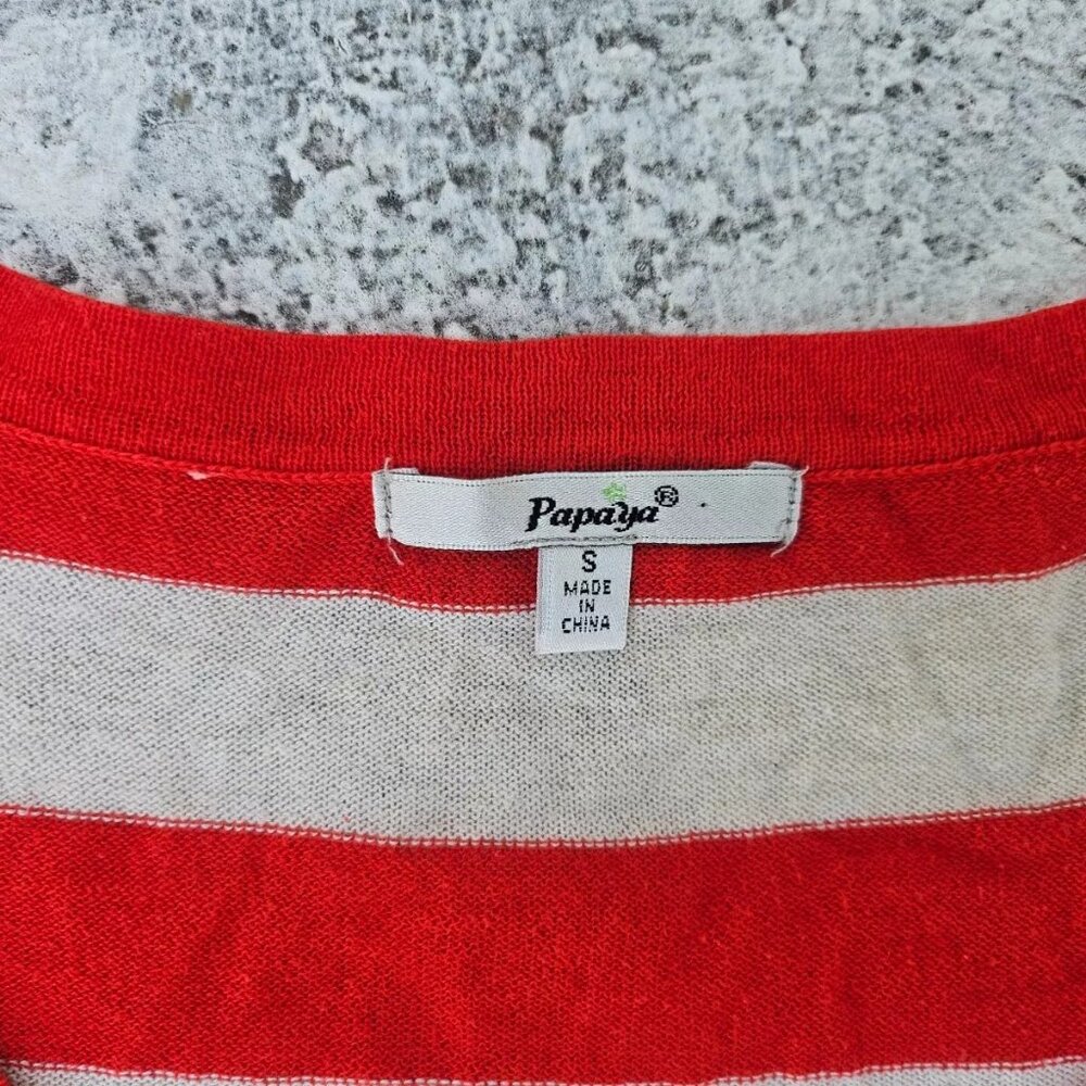 Papaya Women Top Long Sleeve Striped Light Weight Sweater V Neck Size S - Picture 6 of 8